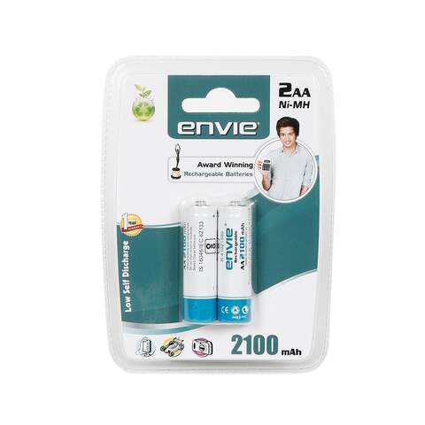 Envie AA2100 Ni-Mh 2100mAh Capacity Rechargeable Battery. Pack Of 2