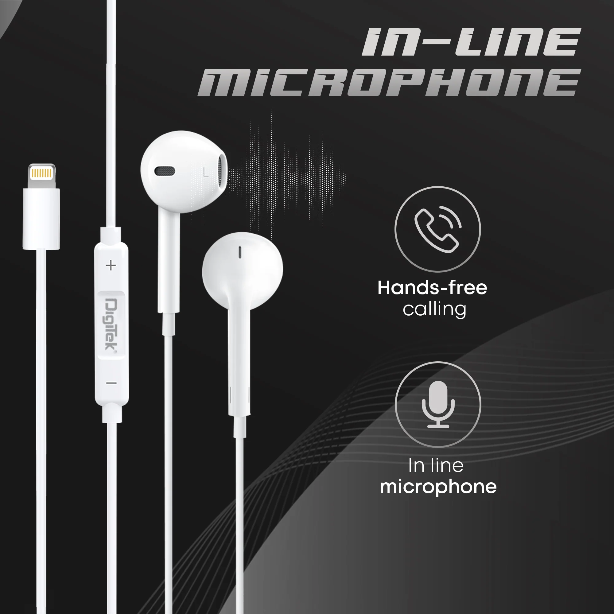 Digitek Stereo Earphone DE 044 LTC. For iPhone Jack